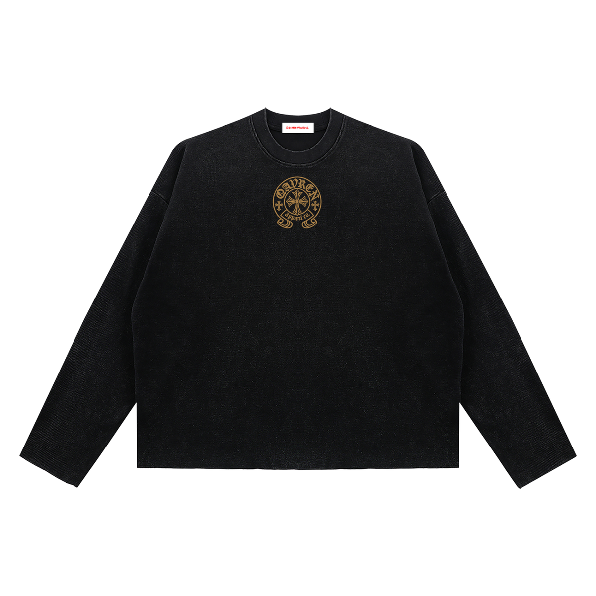QAVREN Boxy Waffle knit Long sleeve Tee