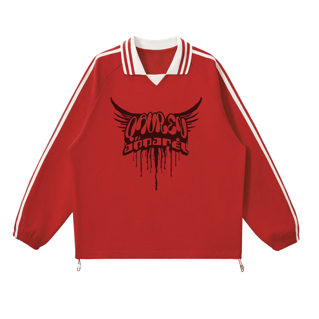 QAVREN Lapel Collar Sweatshirt