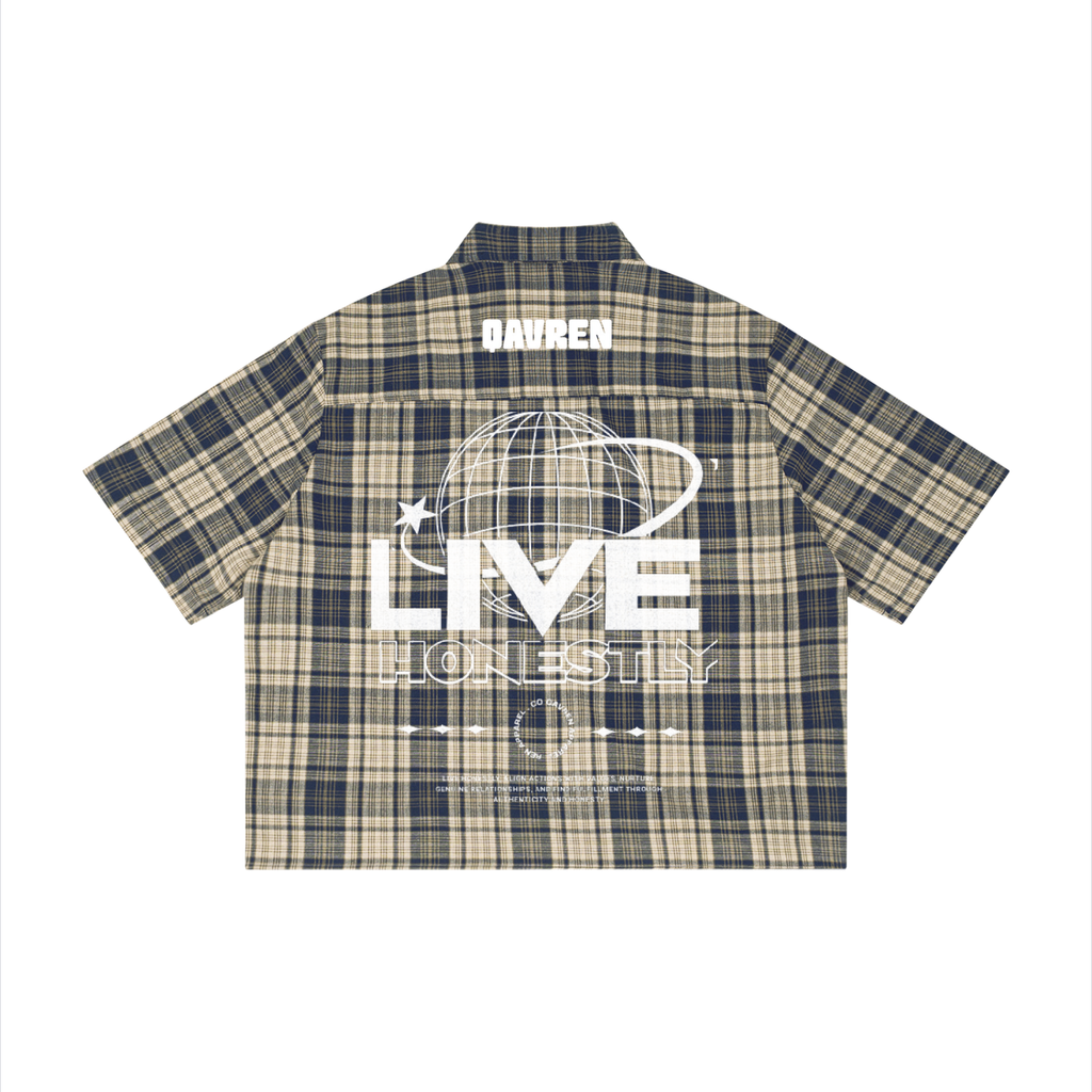 Unisex Plaid Boxy button-up polo