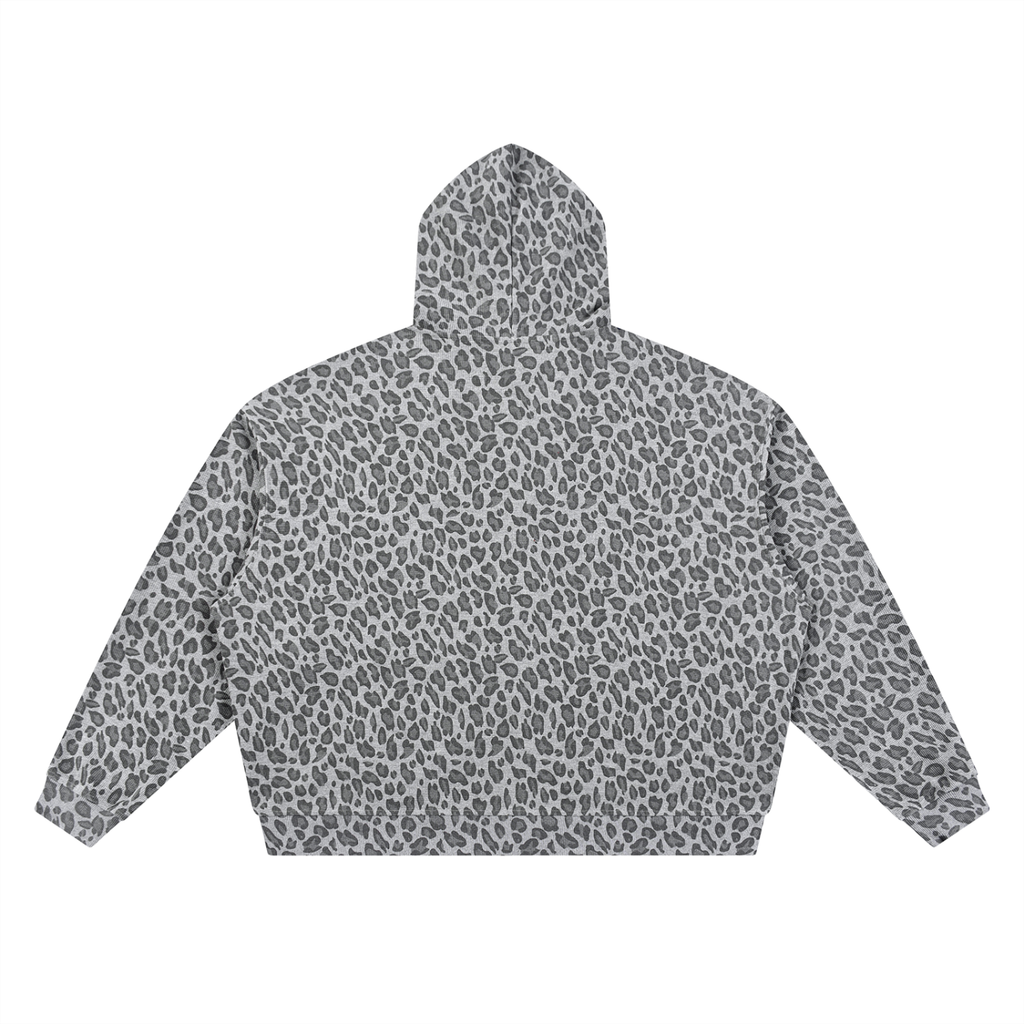Unisex Leopard Print Waffle Zip up Hoodie
