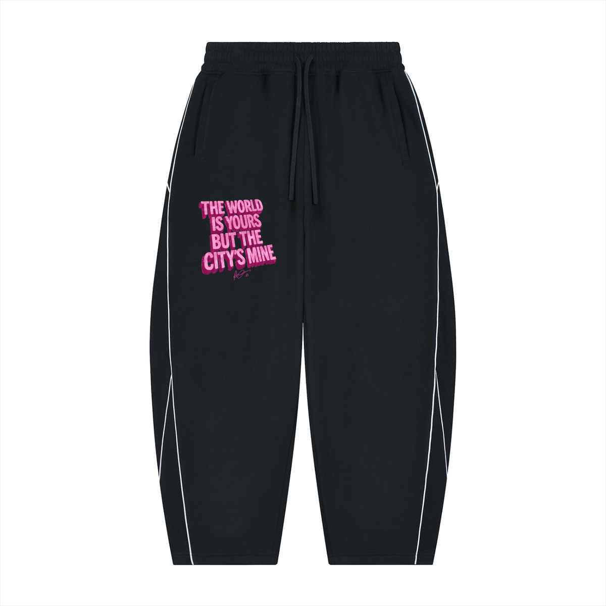 Unisex Piping Fleece Barrel Leg Sweatpants