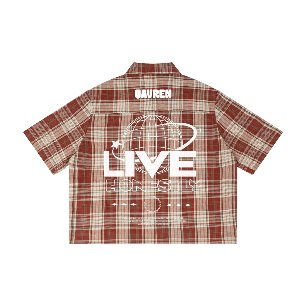 Unisex Plaid Boxy button-up polo