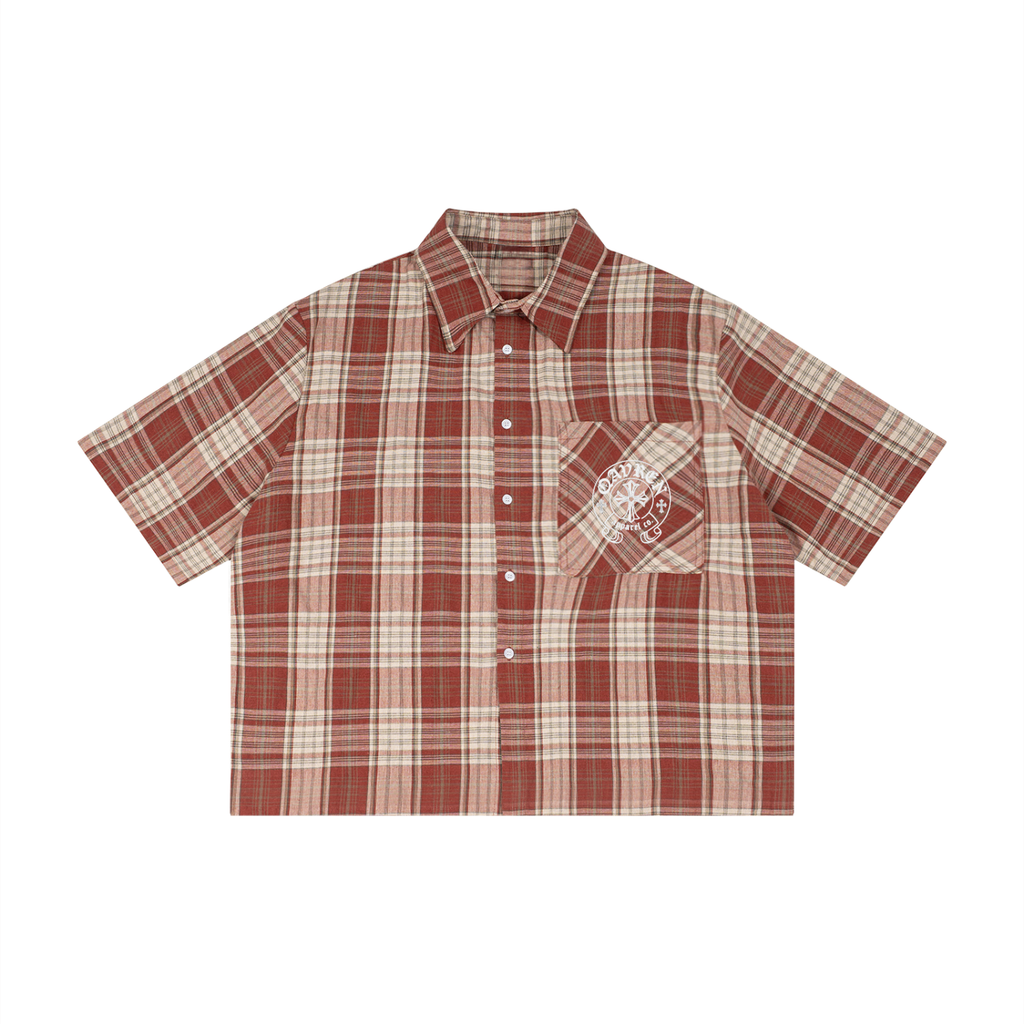 Unisex Plaid Boxy button-up polo