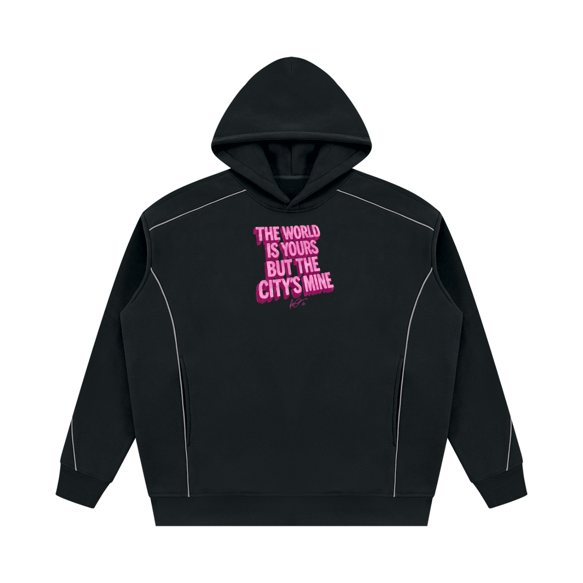 QAVREN Oversized Piping Fleece Hoodie