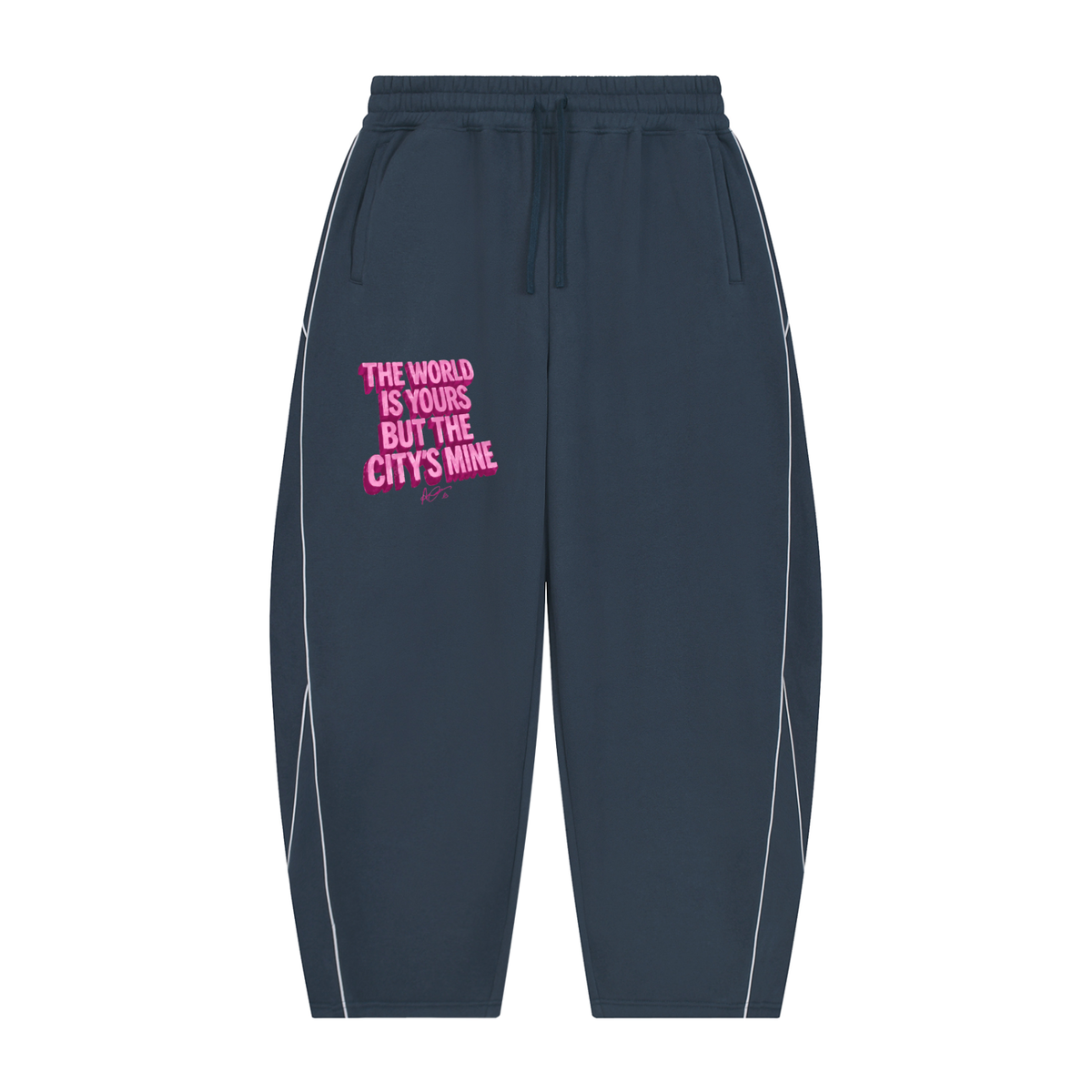 Unisex Piping Fleece Barrel Leg Sweatpants