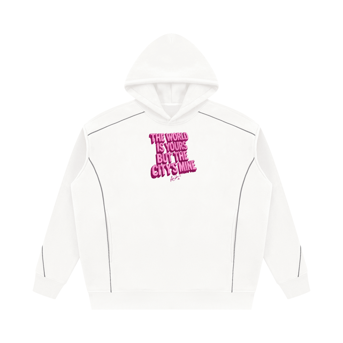 QAVREN Oversized Piping Fleece Hoodie