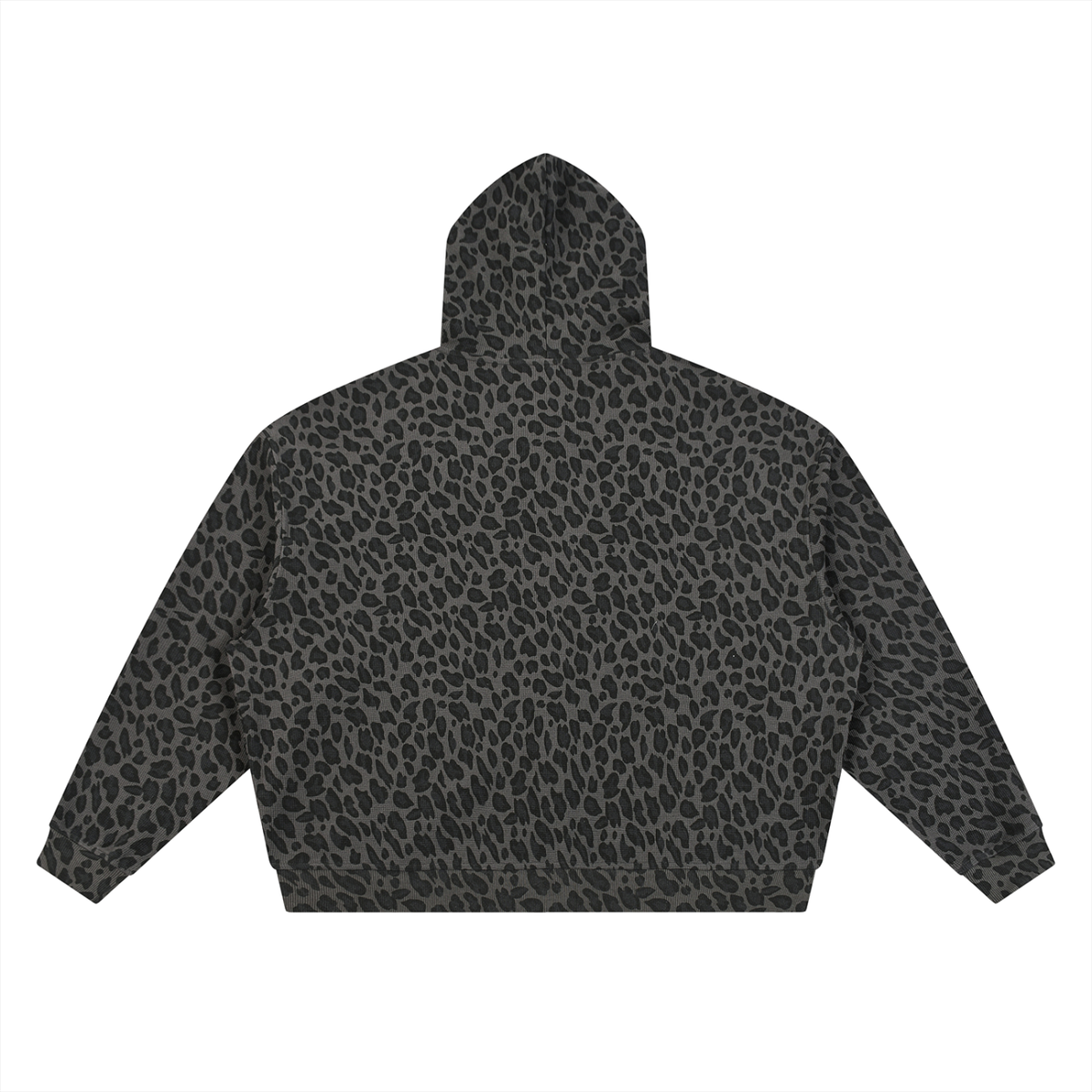 Unisex Leopard Print Waffle Zip up Hoodie