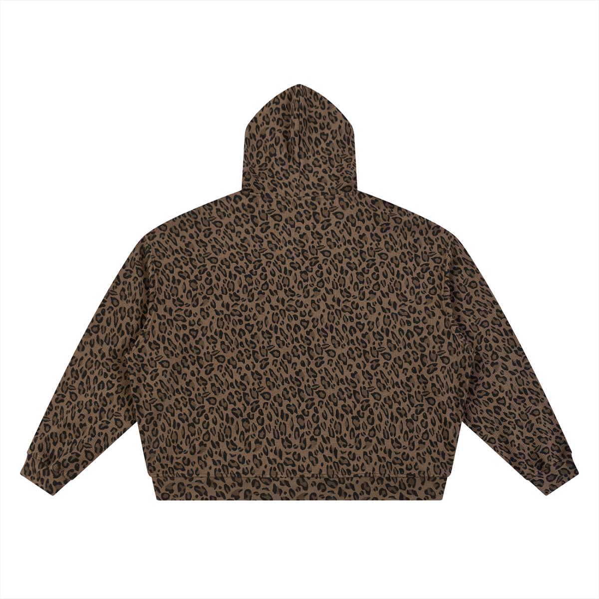 Unisex Leopard Print Waffle Zip up Hoodie