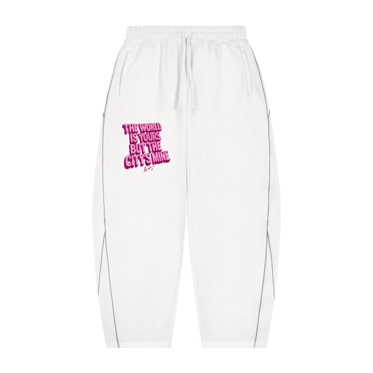 Unisex Piping Fleece Barrel Leg Sweatpants