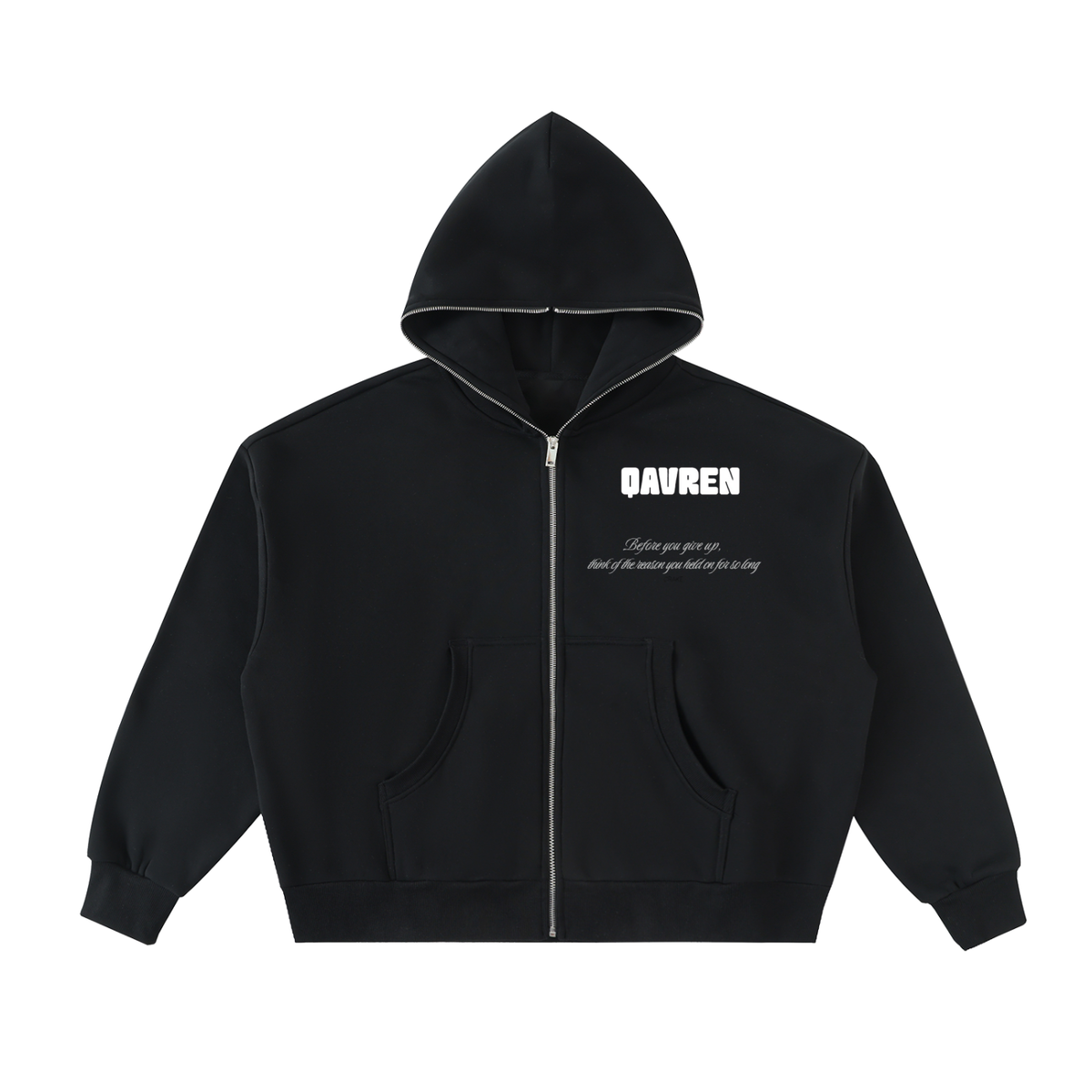 Fleeced Full-Zip Boxy Hoodie
