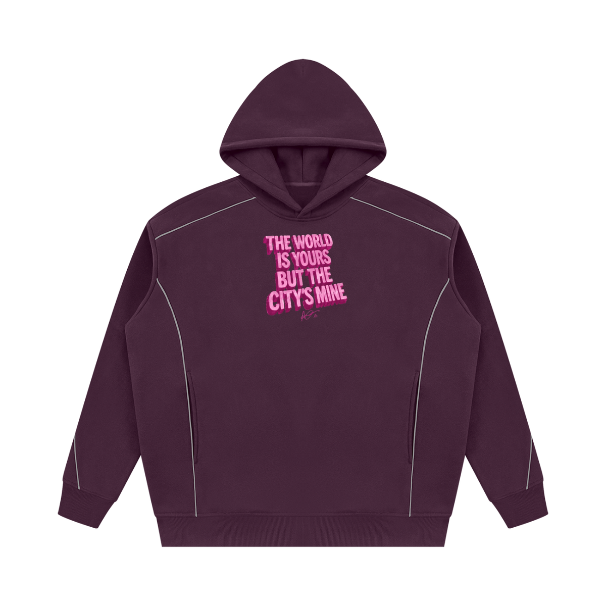 QAVREN Oversized Piping Fleece Hoodie