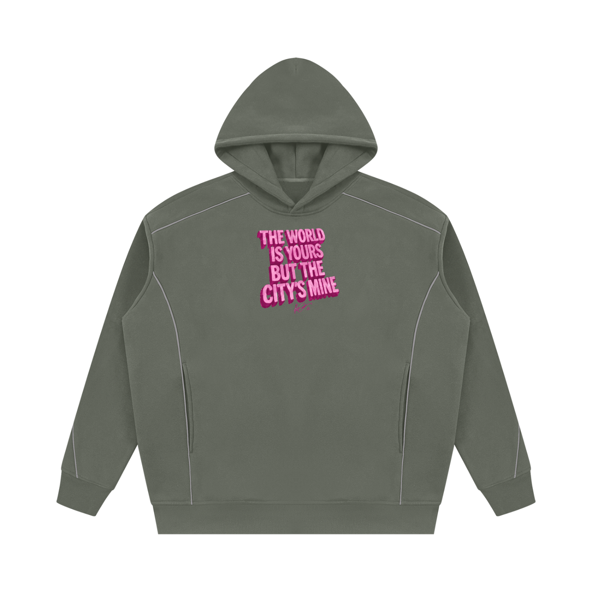 QAVREN Oversized Piping Fleece Hoodie