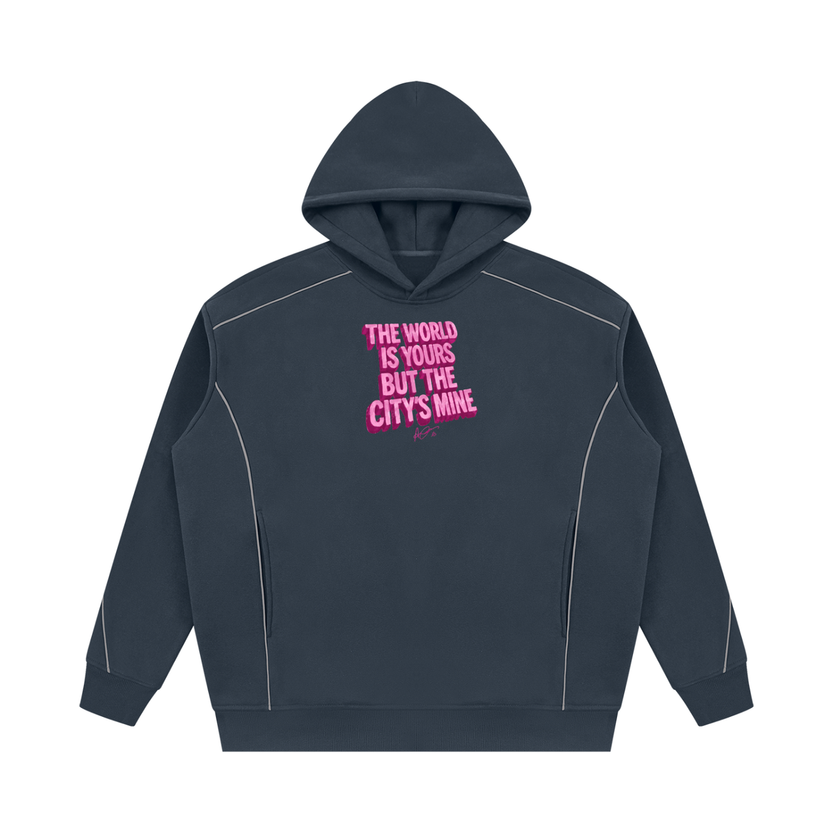 QAVREN Oversized Piping Fleece Hoodie