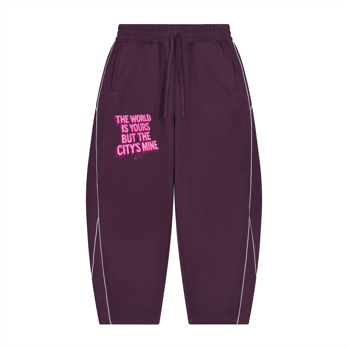 Unisex Piping Fleece Barrel Leg Sweatpants