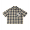 Unisex Plaid Boxy button-up polo